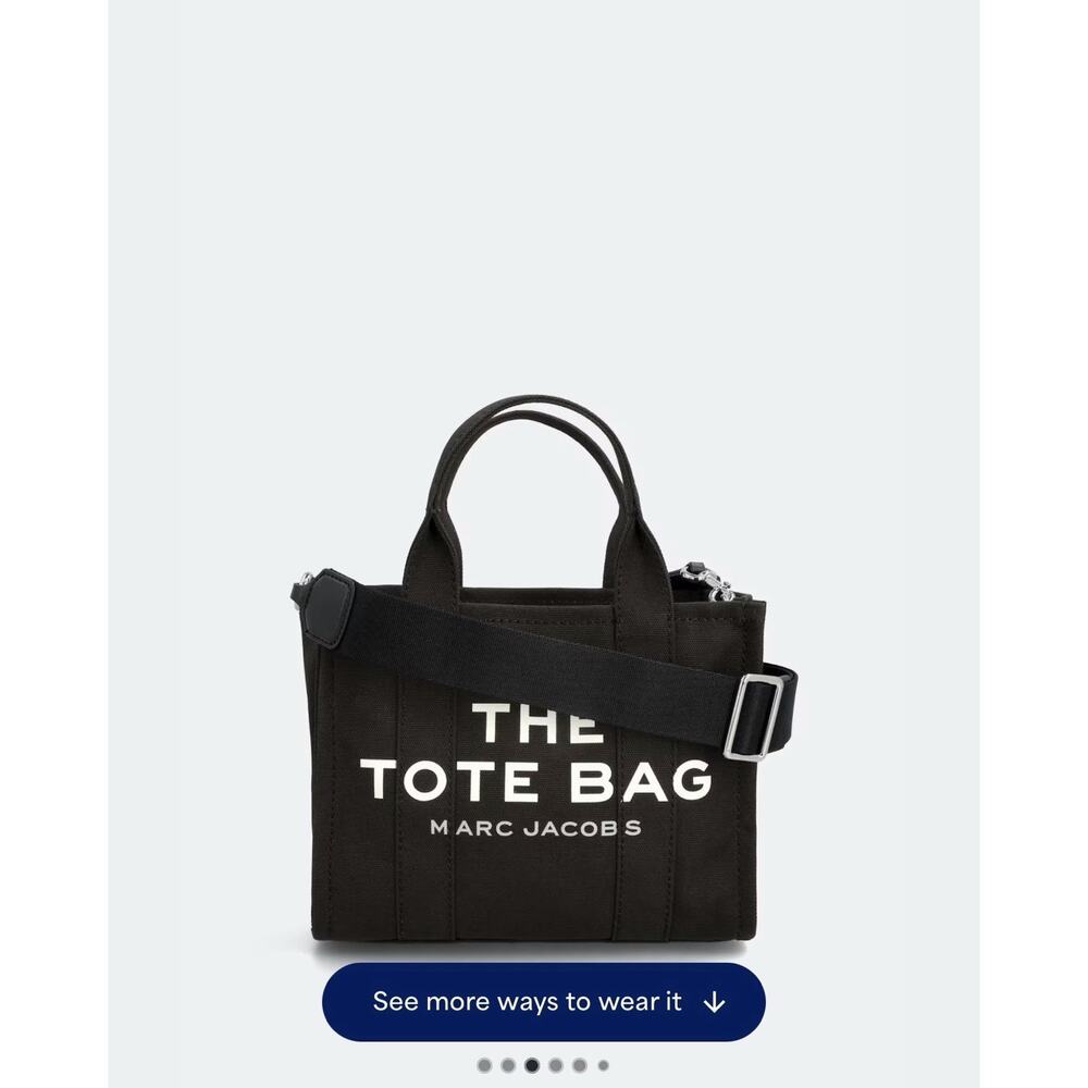 Marc Jacobs The Tote Bag Medium Black Canvas Crossbody Strap Handbag